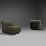 Set of two fabric and fiberglass easy chairs by Alberto Rosselli for Saporiti