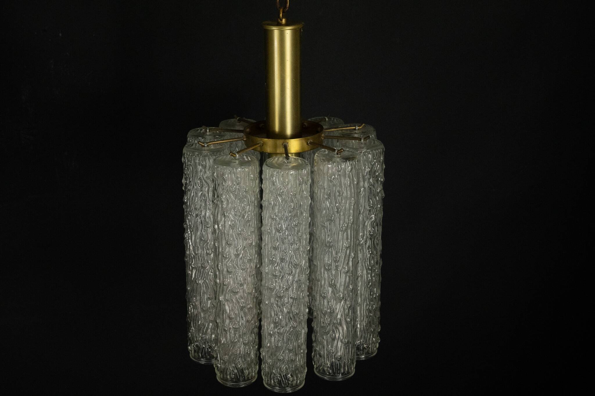 Pair of Murano glass and brass chandeliers