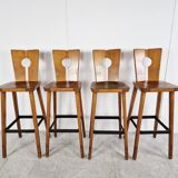 4 vintage brutalist bar stools, 1960s