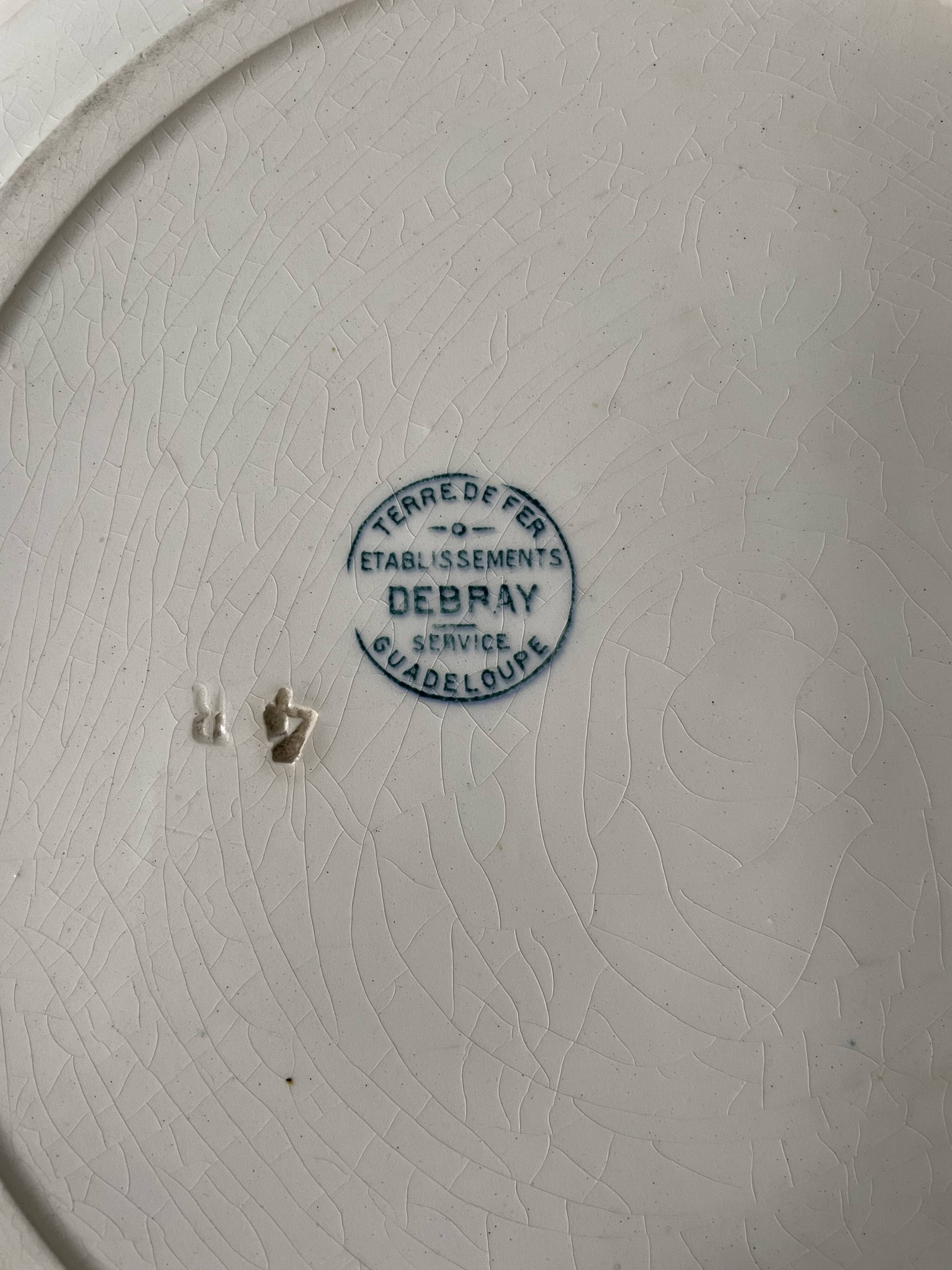 Old round dish Terre de Fer Debray, Guadeloupe service