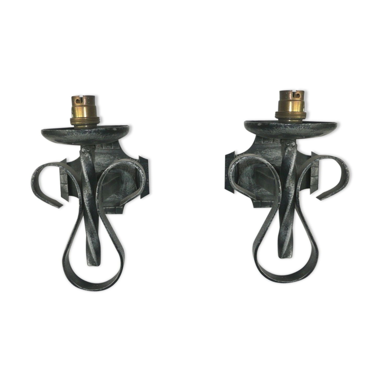 Pair of wall light in wrought iron