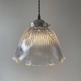 Old holophane glass pendant light 25.5 cm vintage