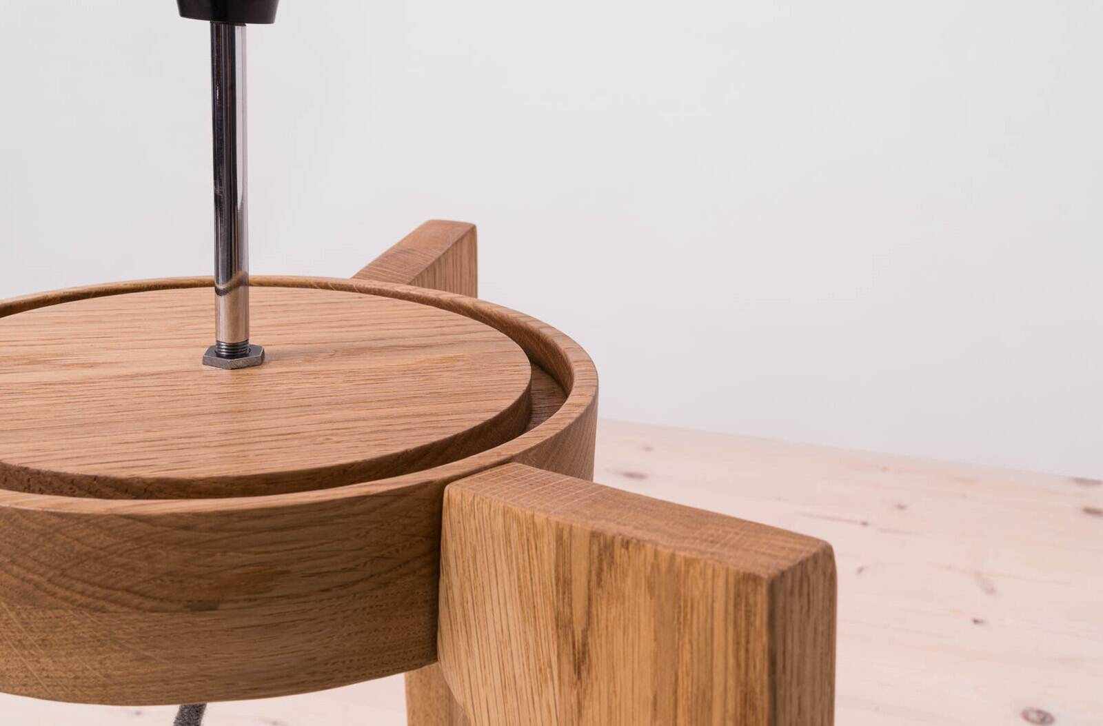 Space Age Floor Lamp, White Glass Lampshade, Wooden Base, 1960s