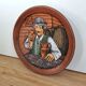 Vintage Embossed Clay Plate: Man Drinking, Retro Wall Decor