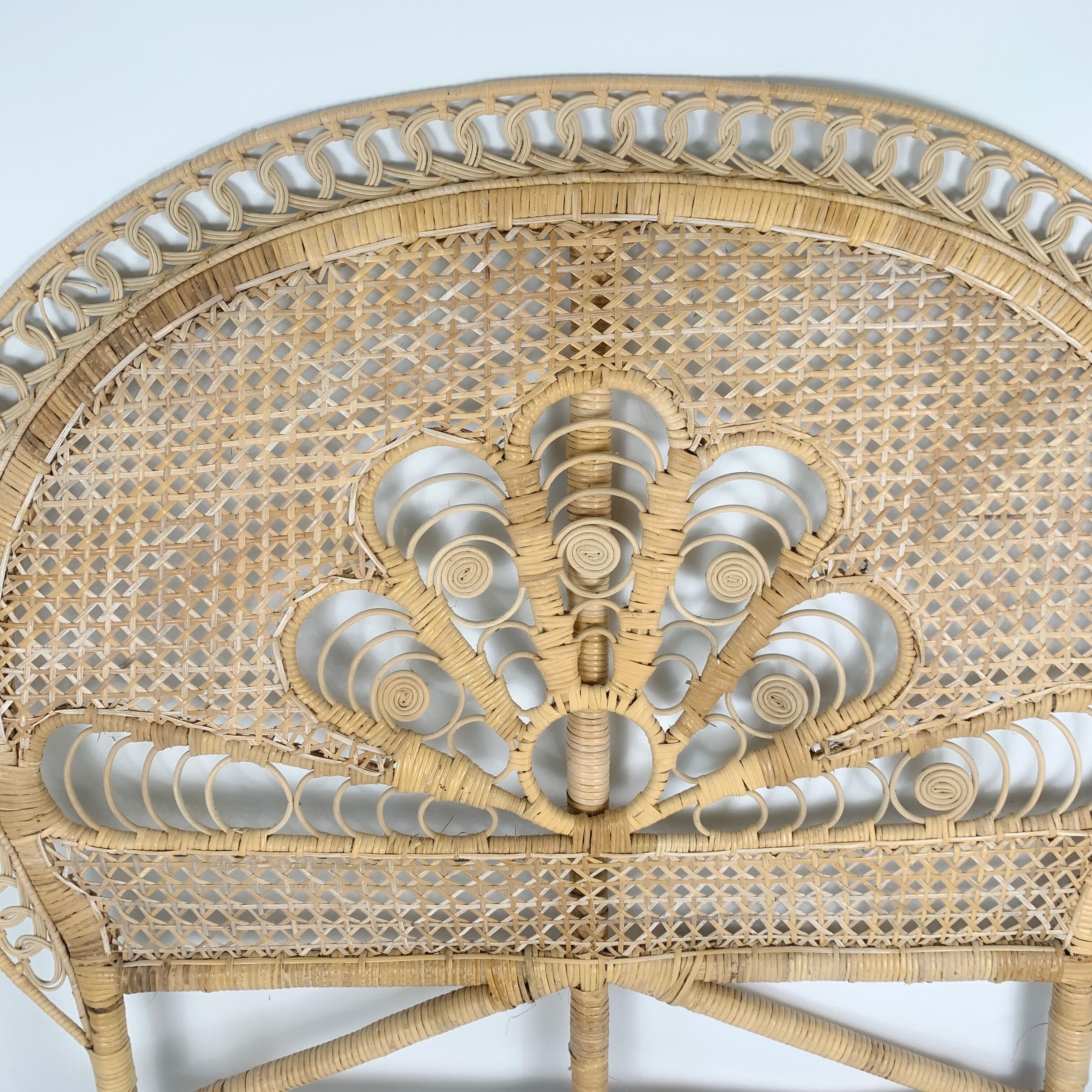 Rattan headboard decoration peacock tail