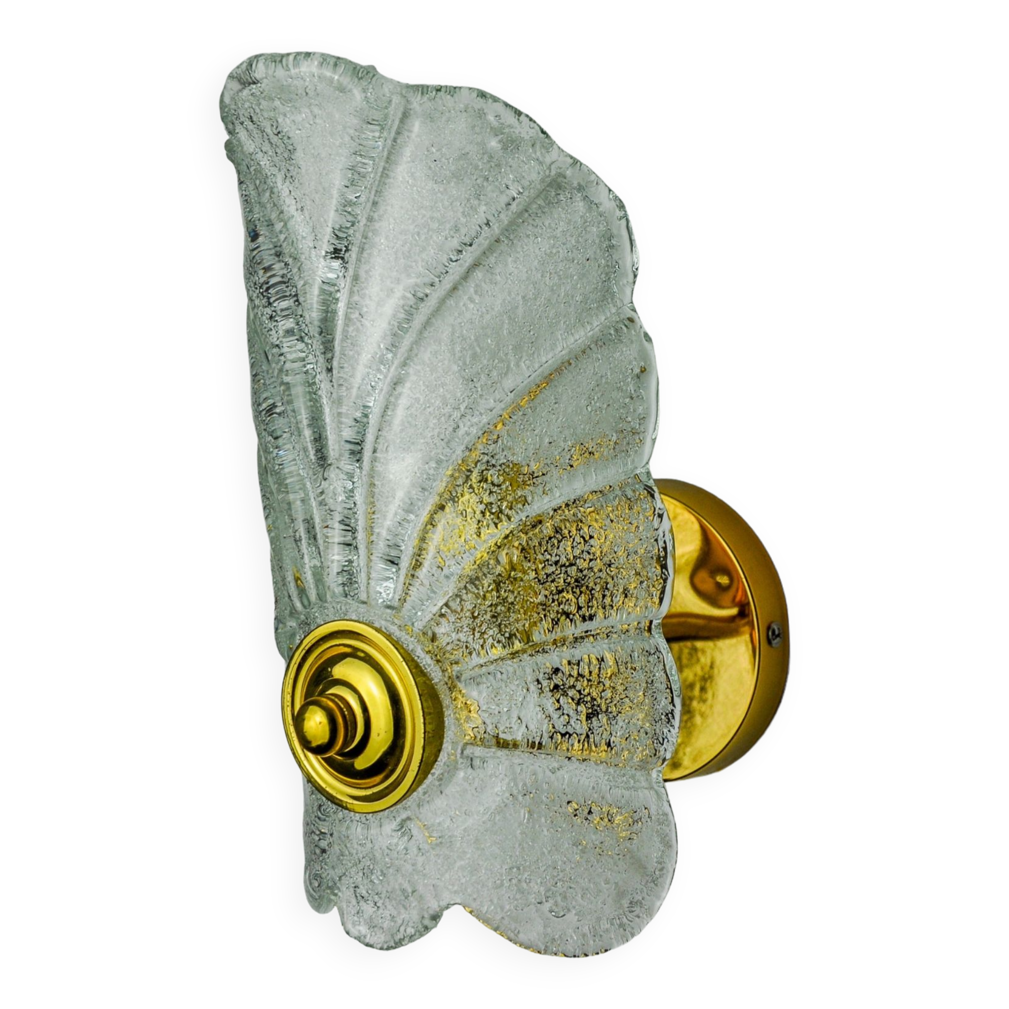 Frosted leaf wall lamp, murano glass, italy, 1970