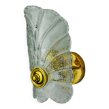 Frosted leaf wall lamp, murano glass, italy, 1970
