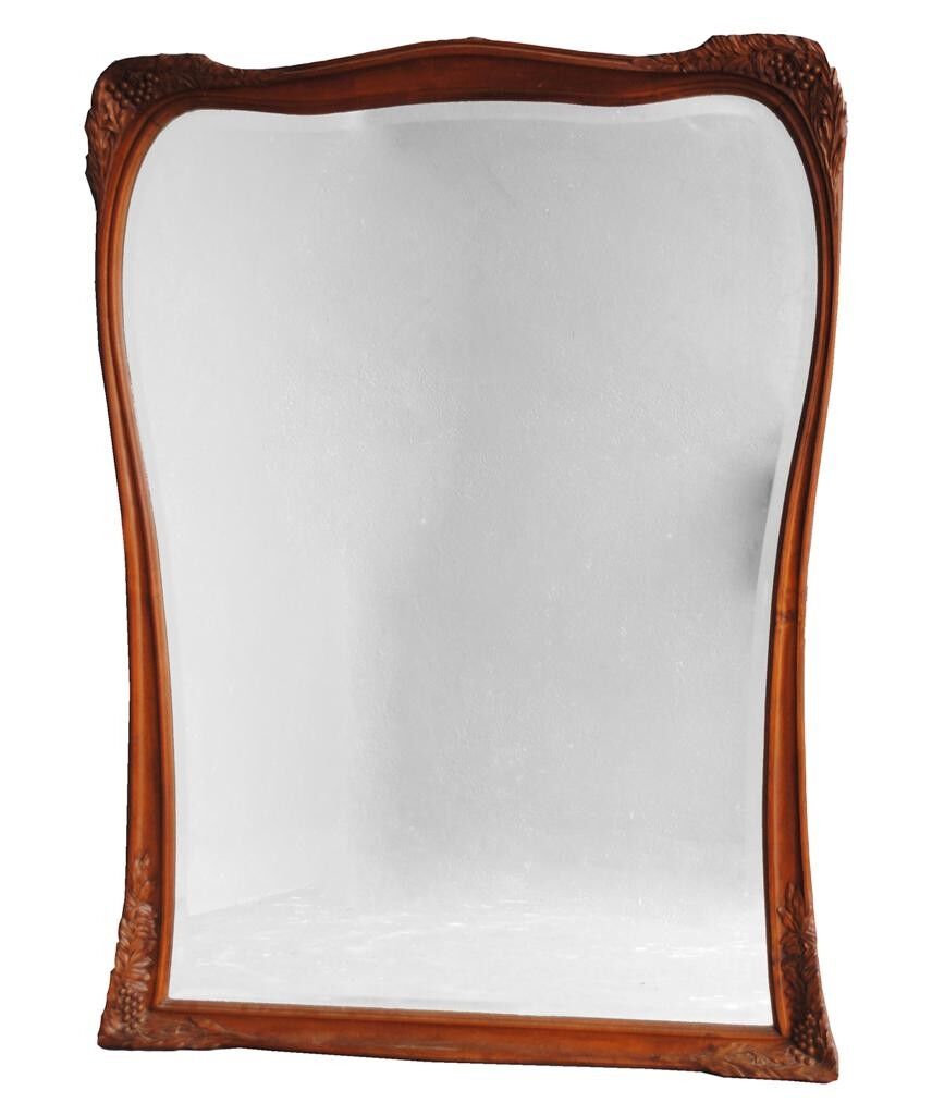 Mirror of time 1900 art deco Walnut carved by Gauthier and Poinsignon 130x175cm