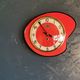 Vintage formica clock silent asymmetrical wall pendulum "Doby Matic red"
