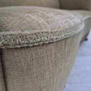 Canapé courbé danois des années 1950, mobilier en velours, bois de chêne.