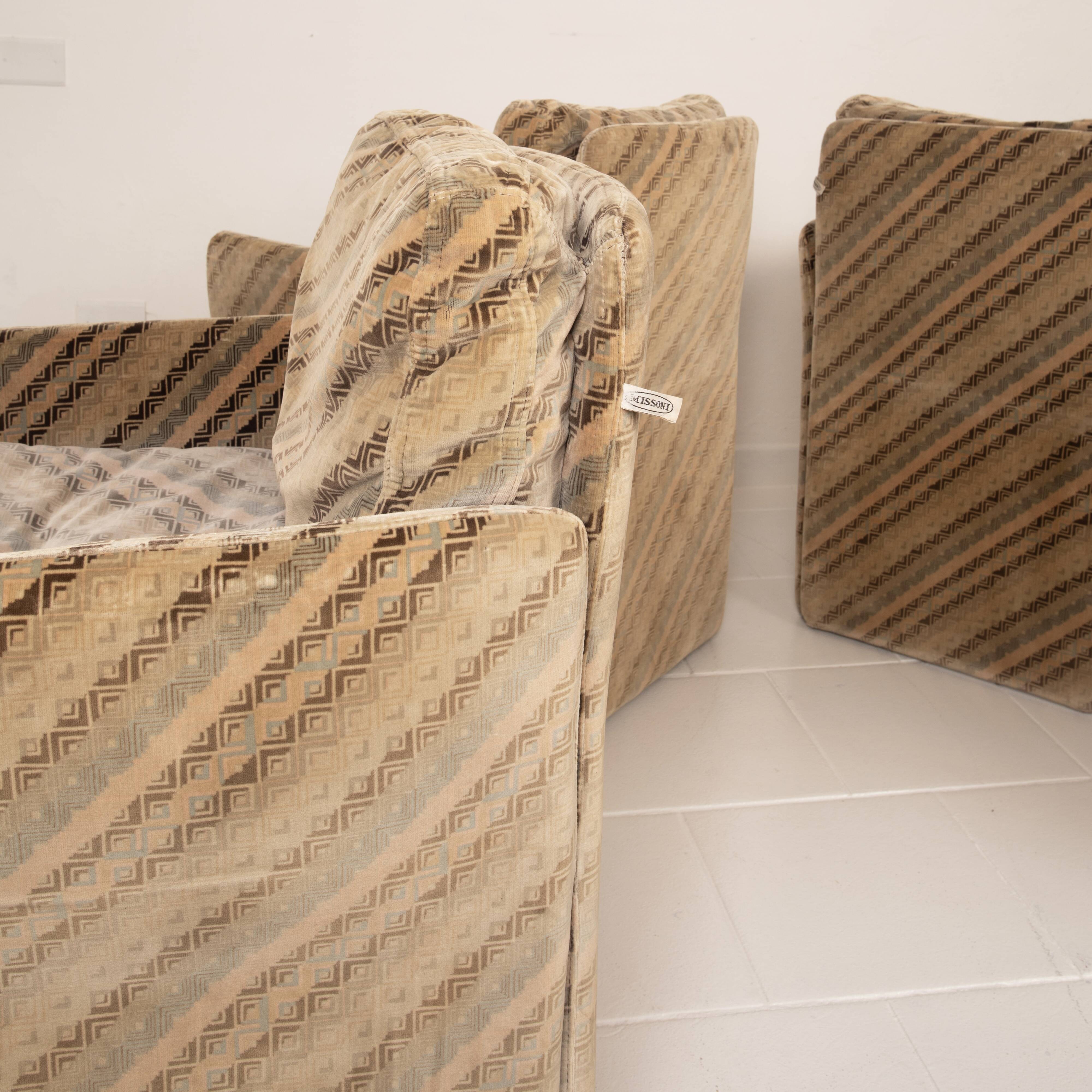 Ensemble de 4 fauteuils Salpol par Angelo Mazzola en collaboration avec Missoni