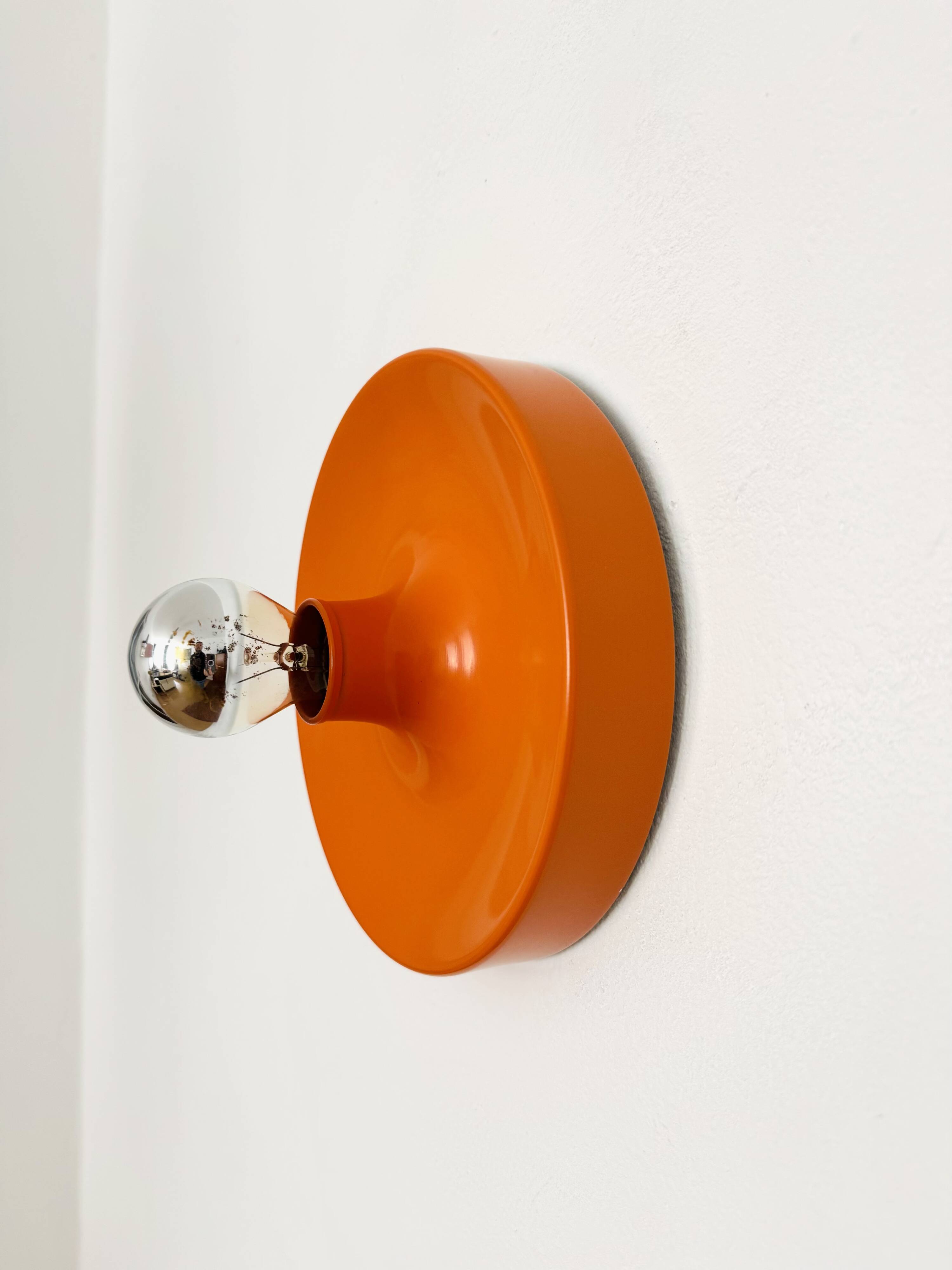 Orange 1970s Ufo Wall or Ceiling Lamp from Staff
