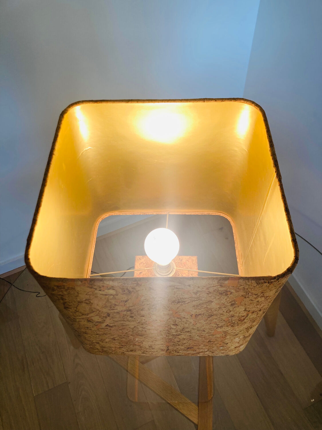 Large cork table lamp, Mid-Century