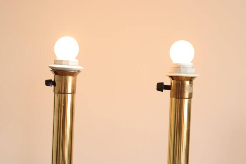 Pair of Vintage Large Brass Table Lamps