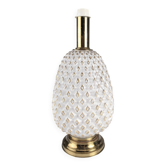 Large Murano Glass and Brass Pineapple Table Lamp, Italy 1970s