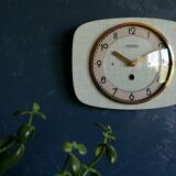 Vintage formica clock silent rectangular wall clock "Manufrance green"
