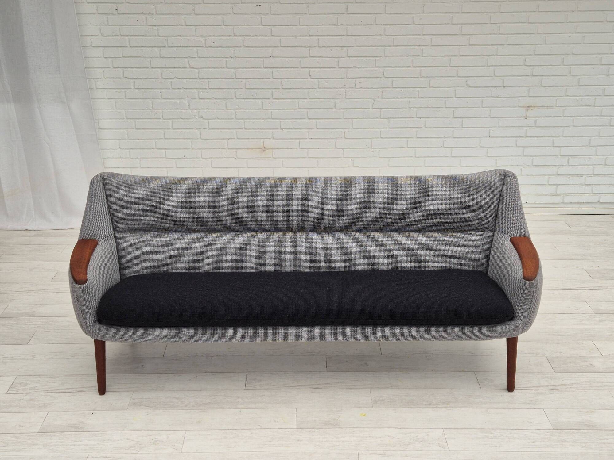 1960s, Danish sofa by Kurt Østervig model 58, completely reupholstered, furniture wool, teak wood.