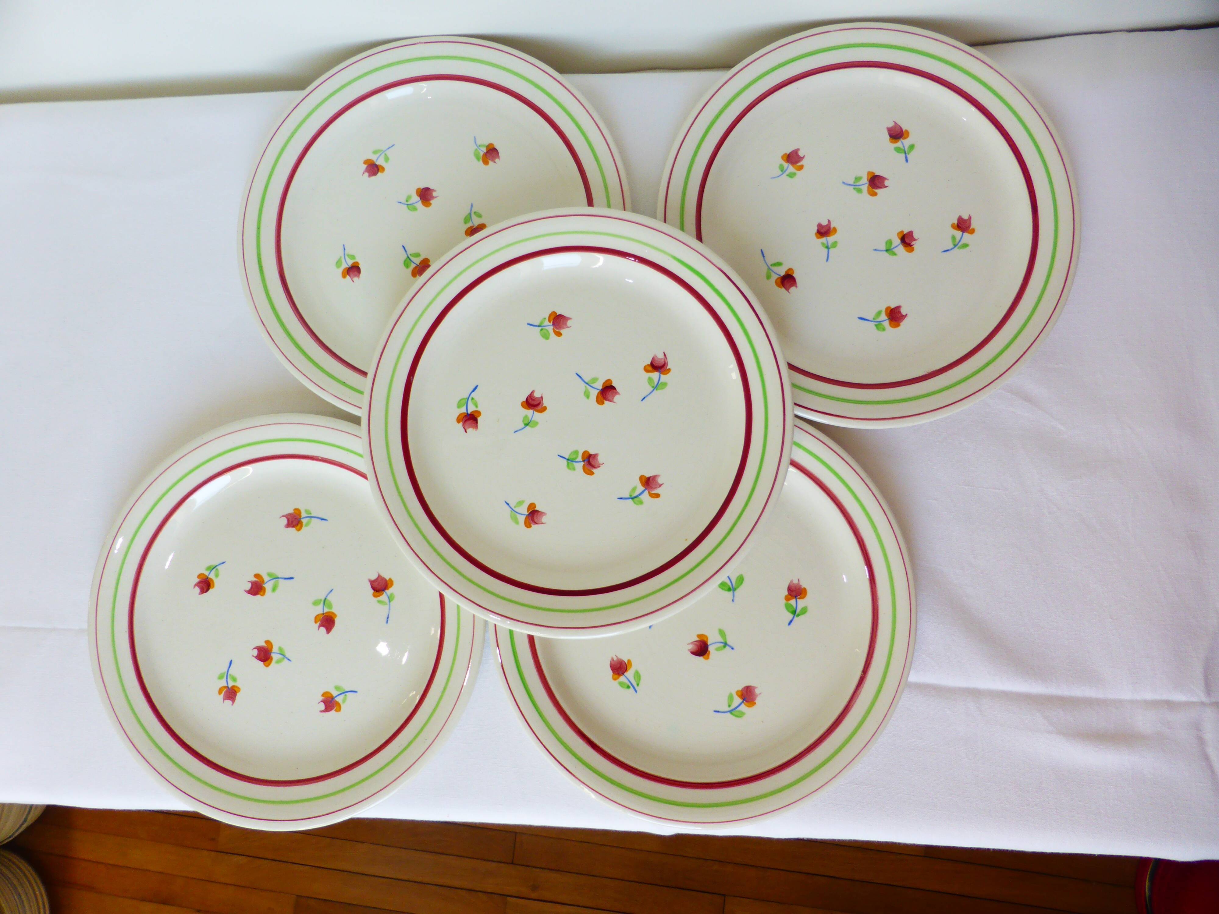 5 flat plates of Gien model Marie Laure 220536