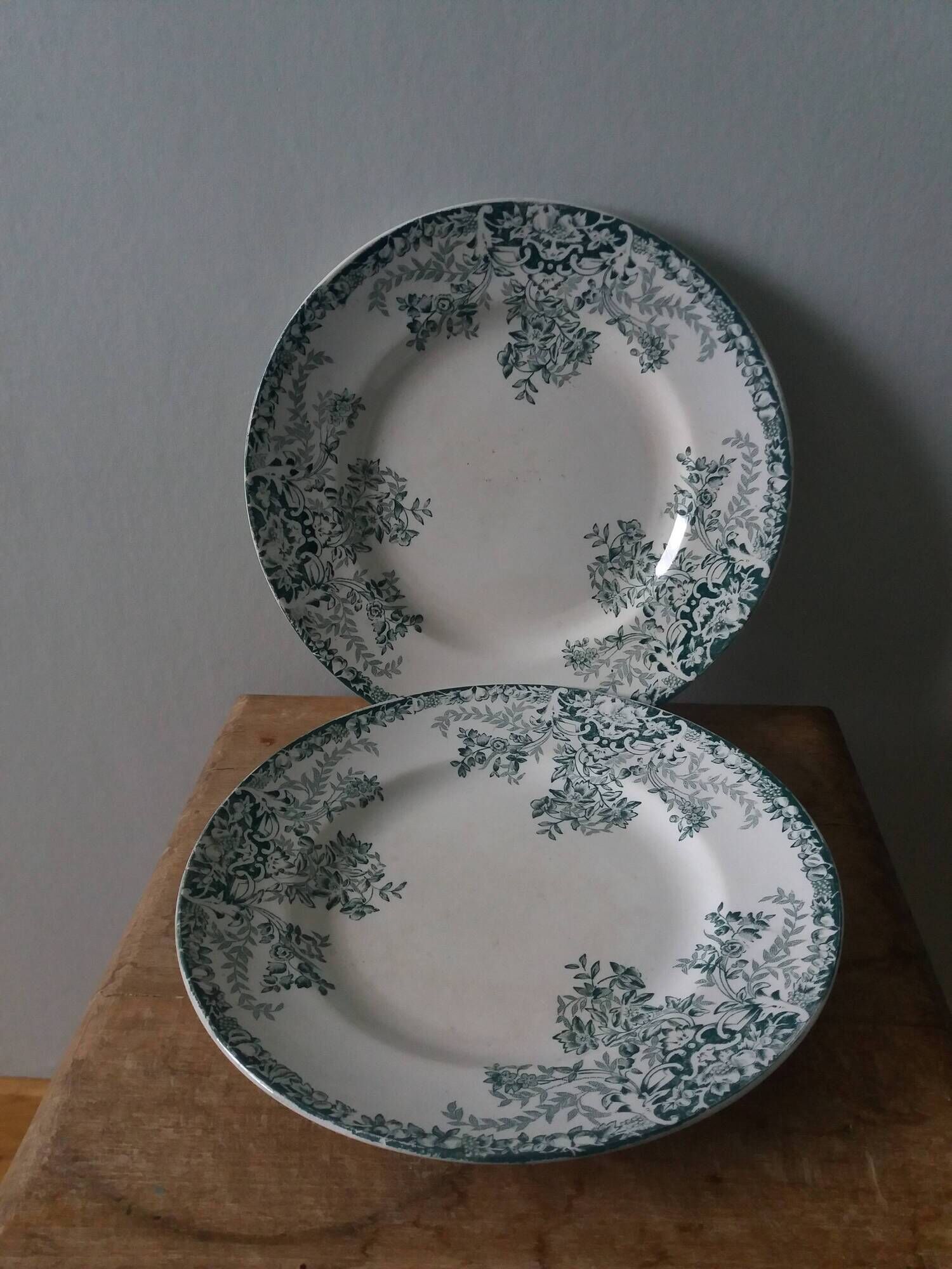 Set of 2 Lebacqz and Bouchart Saint Amand plates, early 20th century