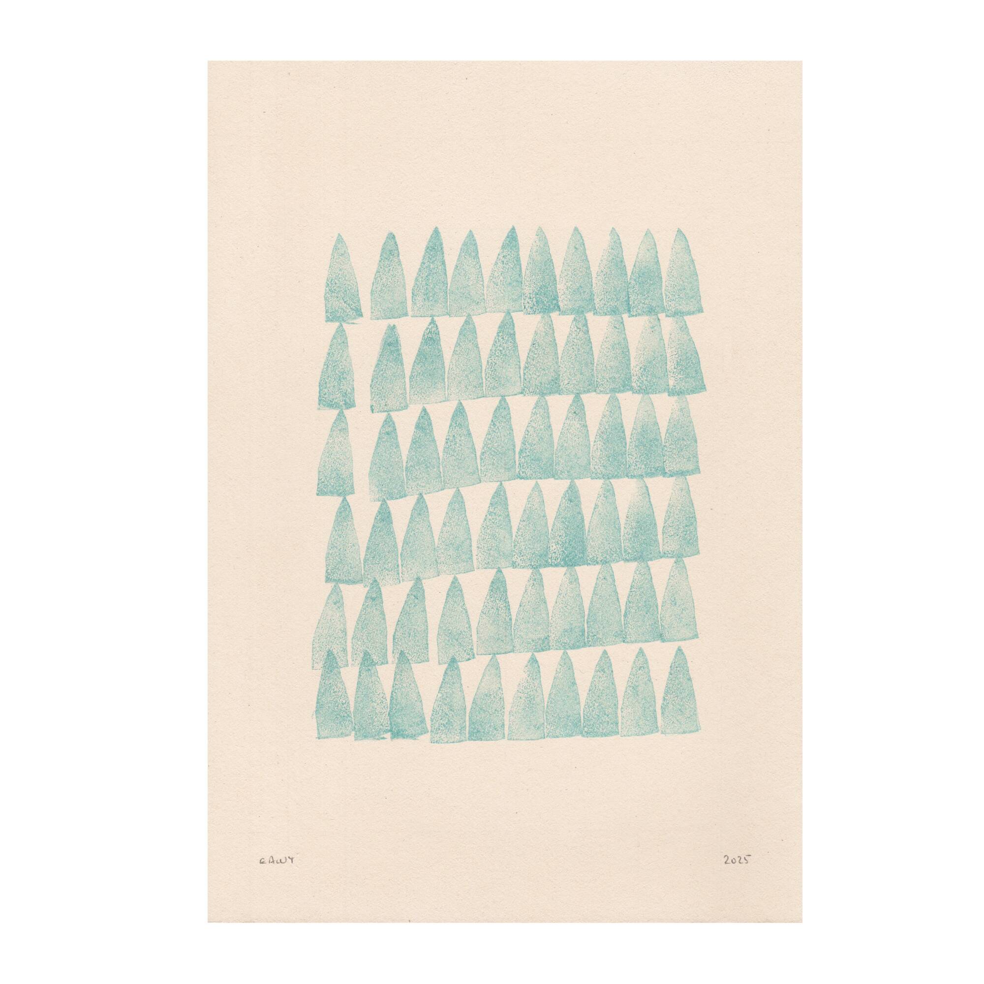 Abstract painting on B293 petrol blue paper signed Eawy