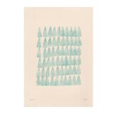 Abstract painting on B293 petrol blue paper signed Eawy