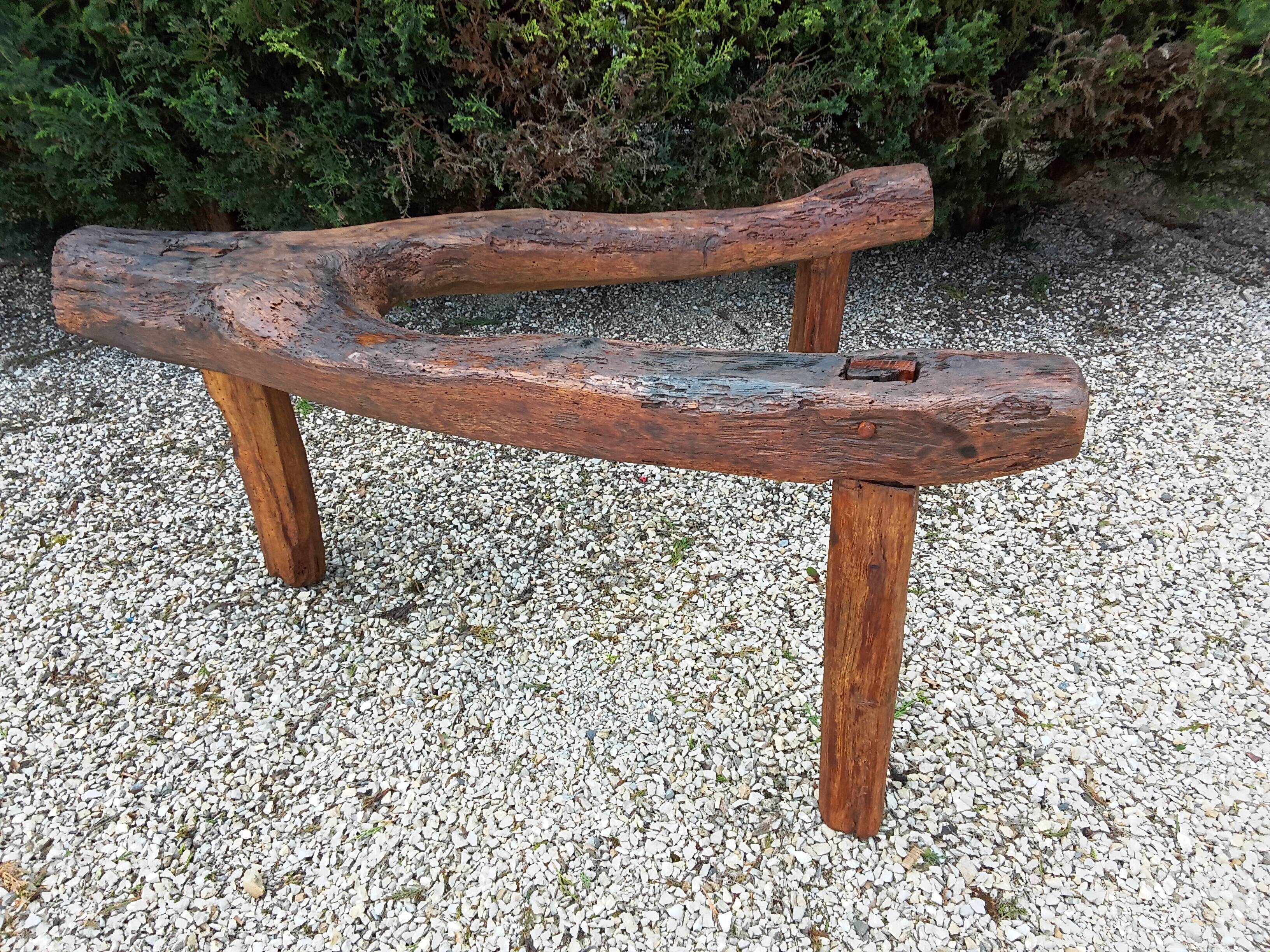 Brutalist wooden bench