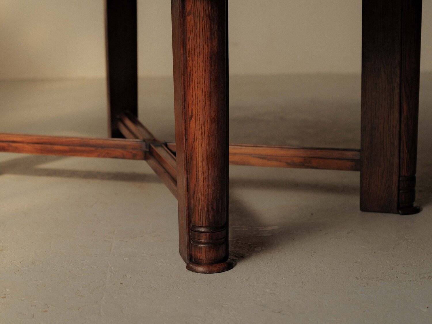 Modernist oak table with a checkerboard top, France, circa 1940.
