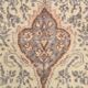 Vintage Persian Style Rug, Soft Beige Blue Medallion Handwoven Carpet