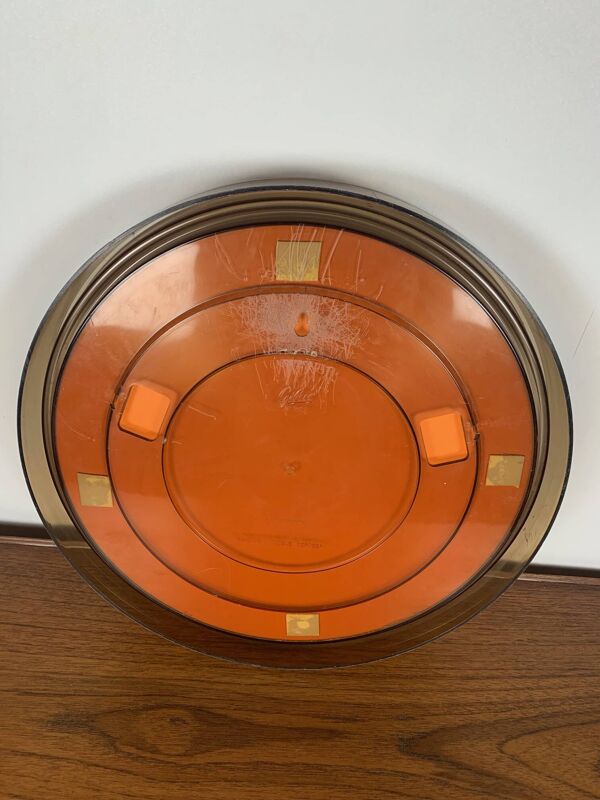 Miroir rond en plexiglas fumé Gilac, années 1970
