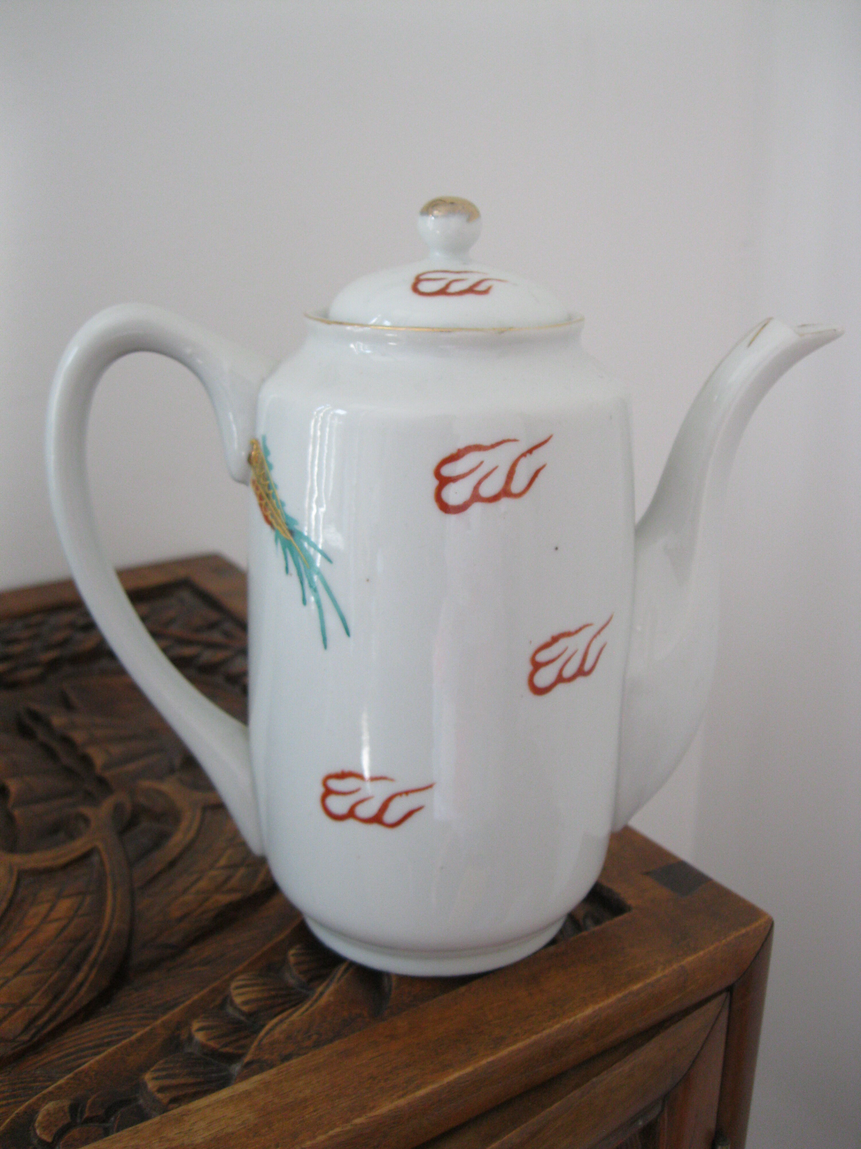 Asian porcelain dragon coffee set