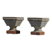Pair of decorative French planters in cast stone, Mid 20th Century, 1960s