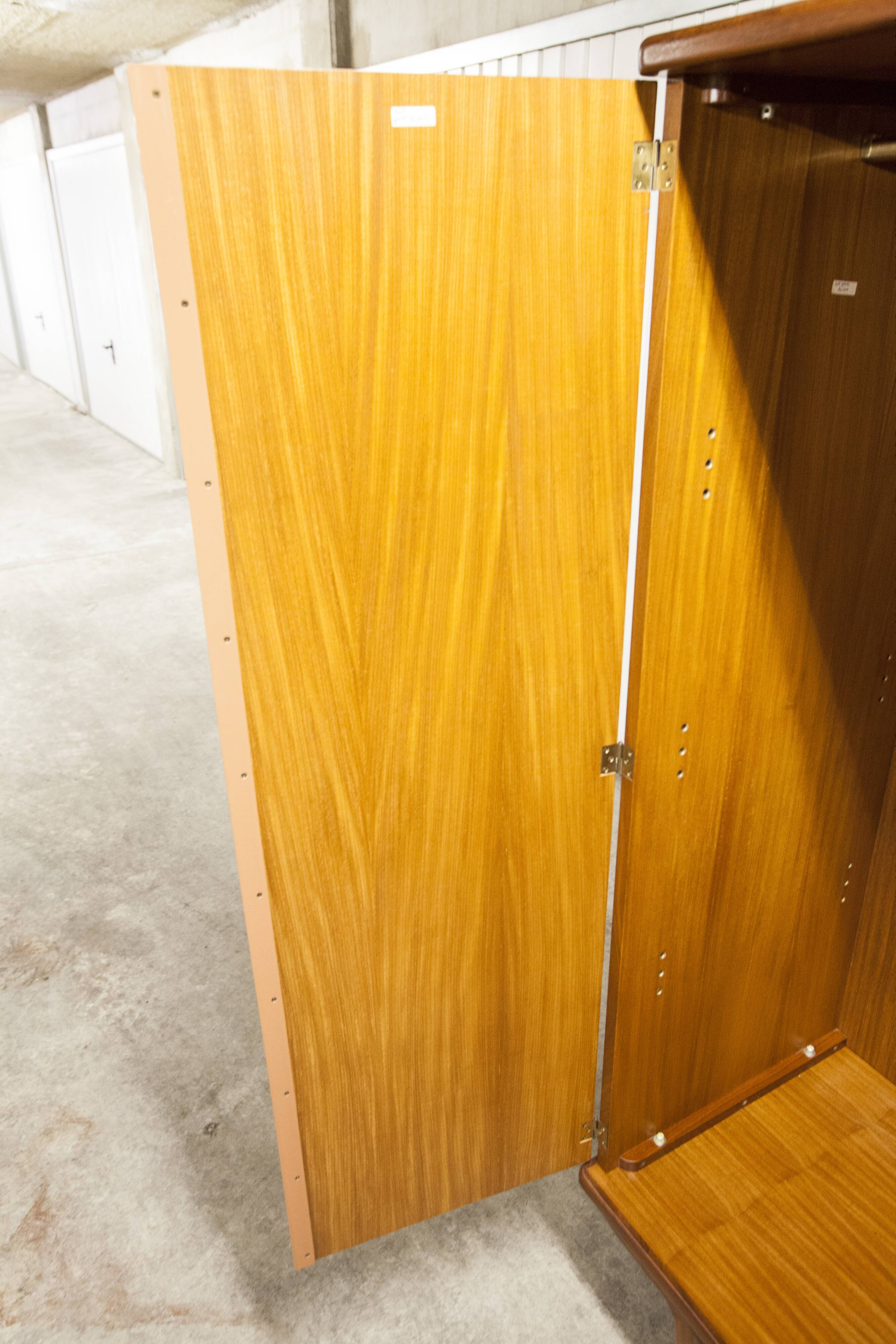 Scandinavian wardrobe 1960 teak 4 doors, 3 drawers, 2keys