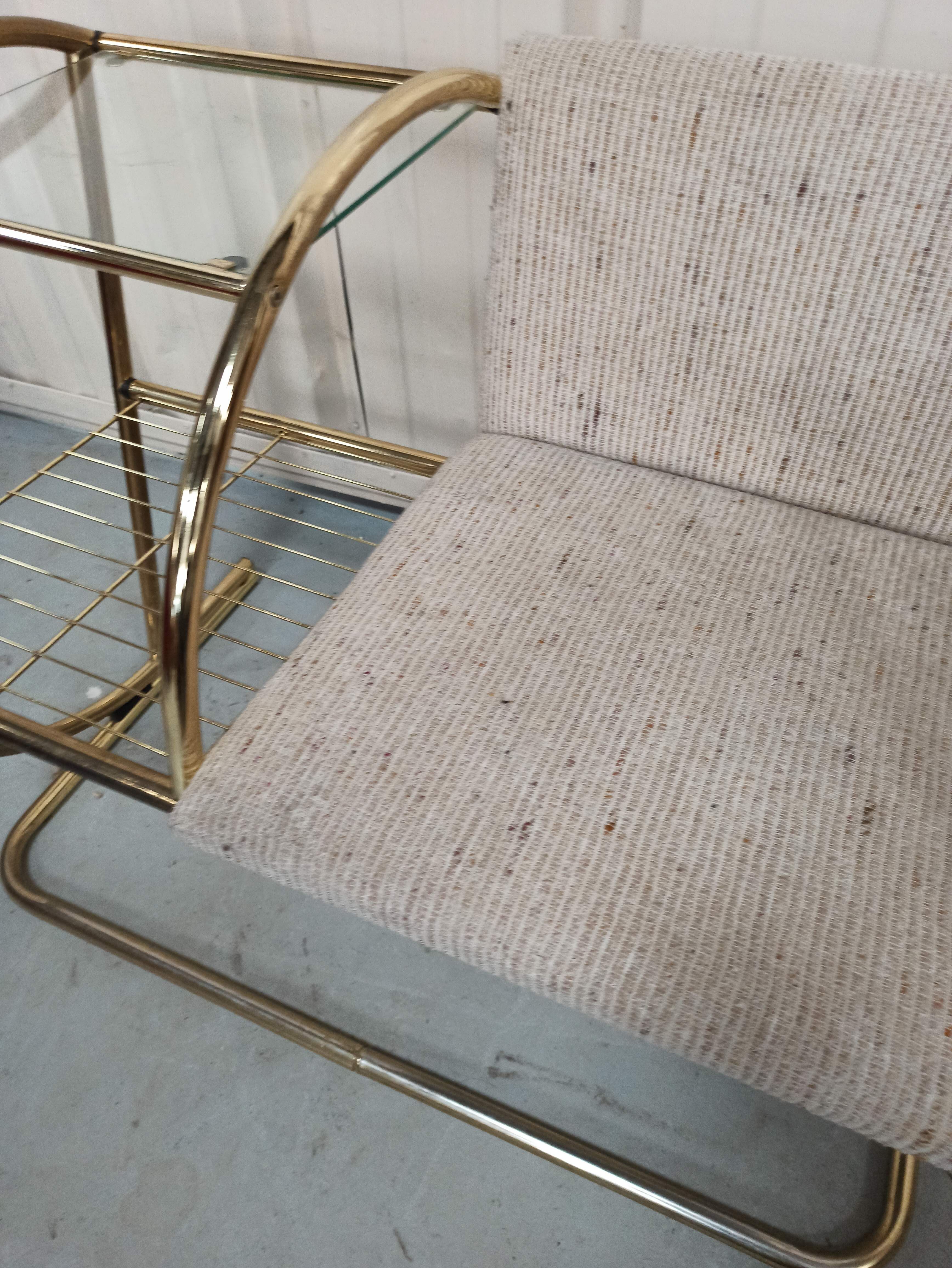 Bench armchair furniture chrome gold 70s