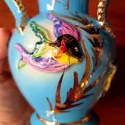 Pair of vintage blue pink ceramic VASES Ceroc Monaco