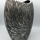 Vase in ceramic form and silver modernist effects 26.5 cm