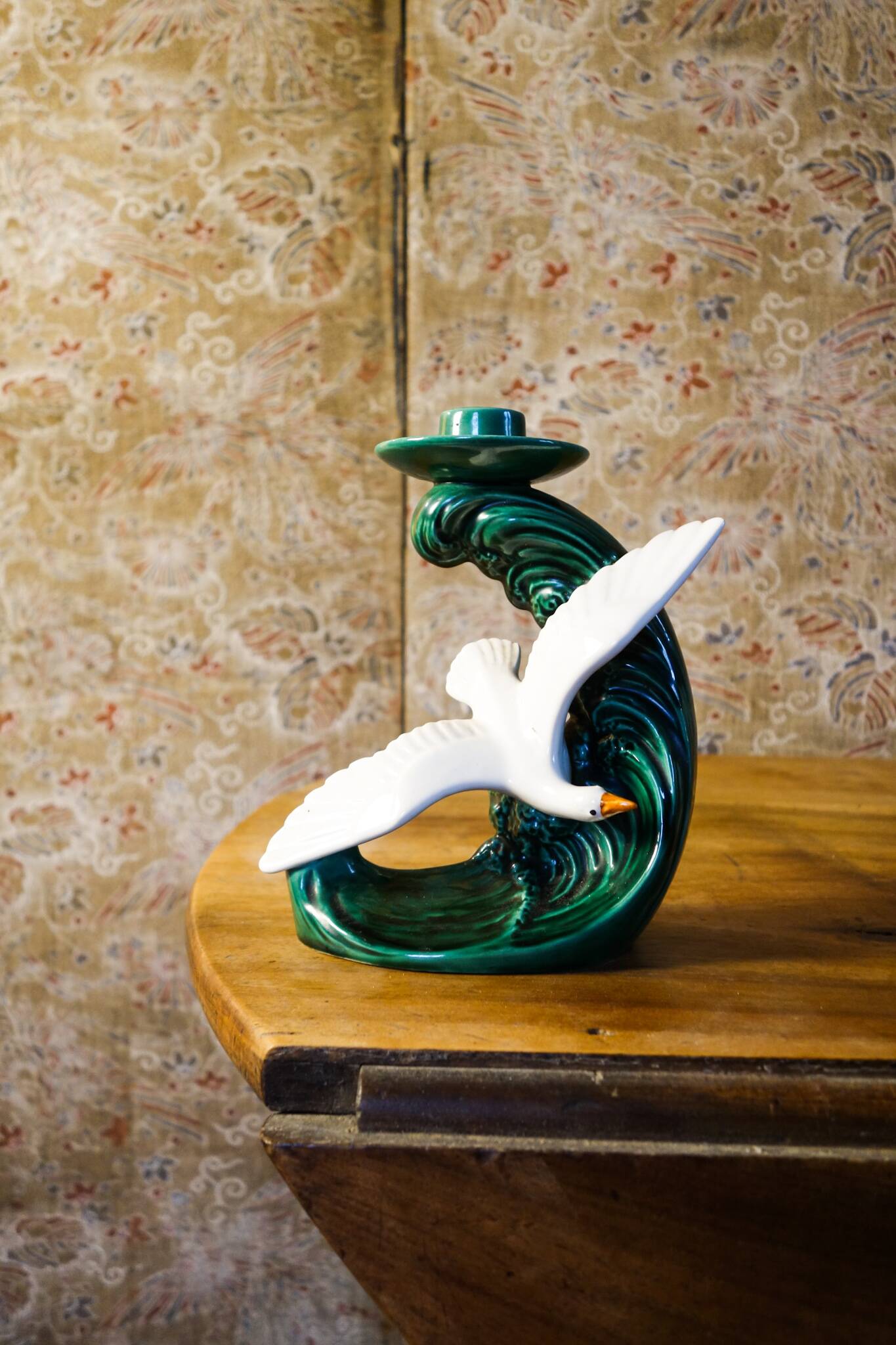 Barbotine candle holder from the 50s.