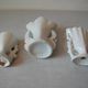 Set of 3 old small wedding communion baptism vases in white gold porcelain