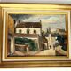 Tableau : huile sur panneau vue de village
