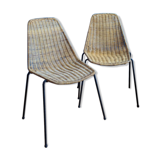 Pair of Gian Franco Legler “Basket” chairs