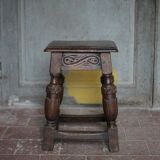 Antique wooden stool in Elizabethan English style, occasional stool