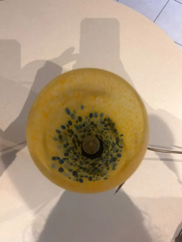 Speckled yellow and blue glass ambient lamp