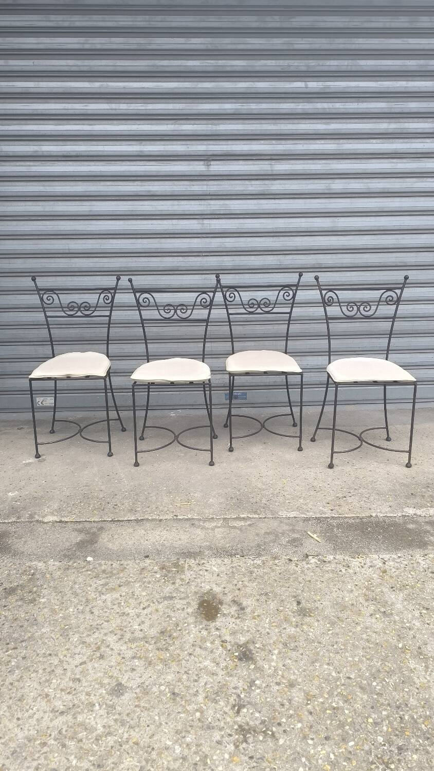 Set of four wrought iron chairs 1960