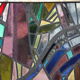 Multicolored stained glass window with hanging system - Germany - 1970's