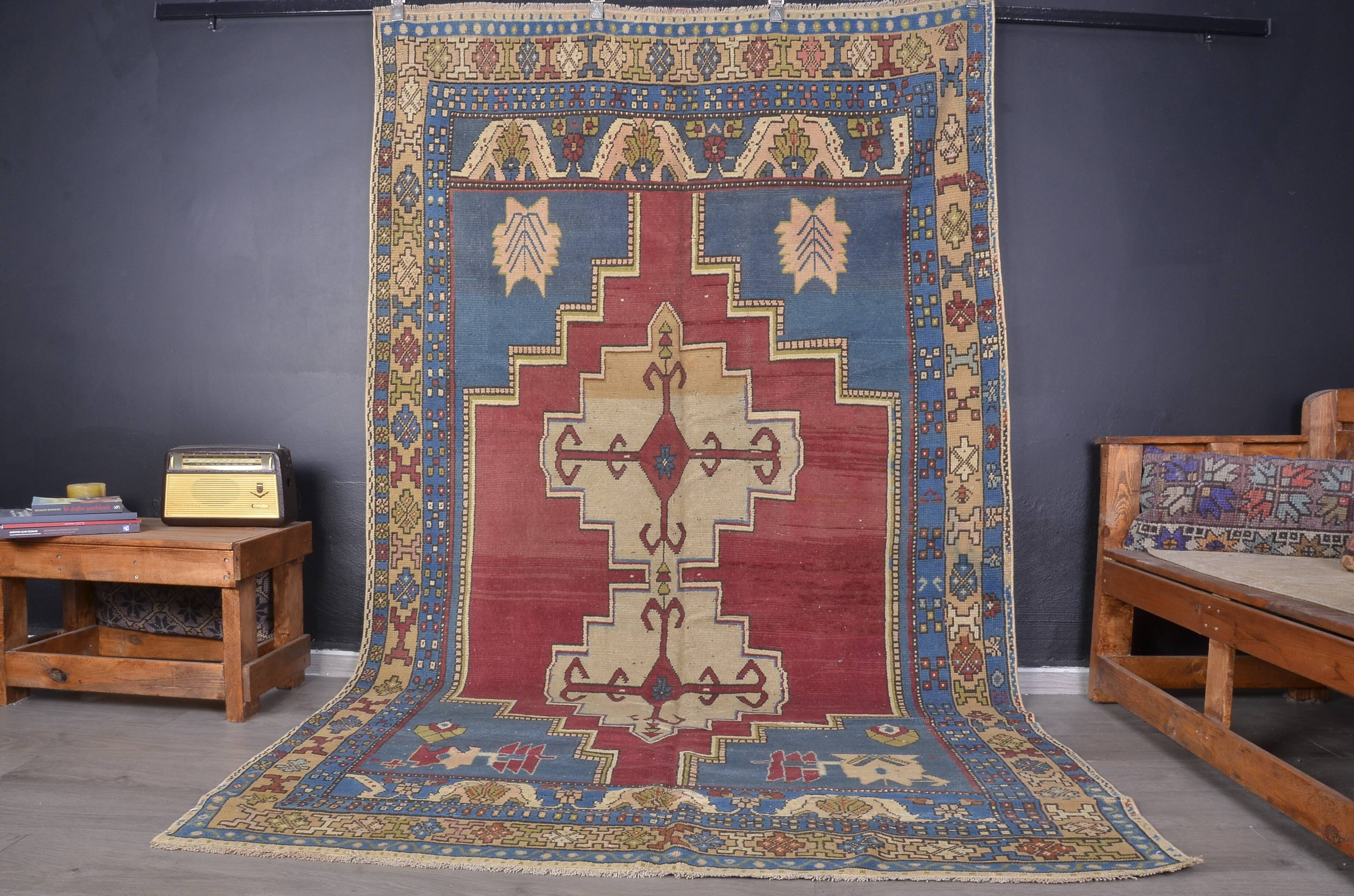 Oversize Handknotted Geometric Vintage Rug sku 1905