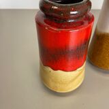 Set of Four 1970s Pottery Fat Lava "multicolor" Vases Made by Scheurich, Germany