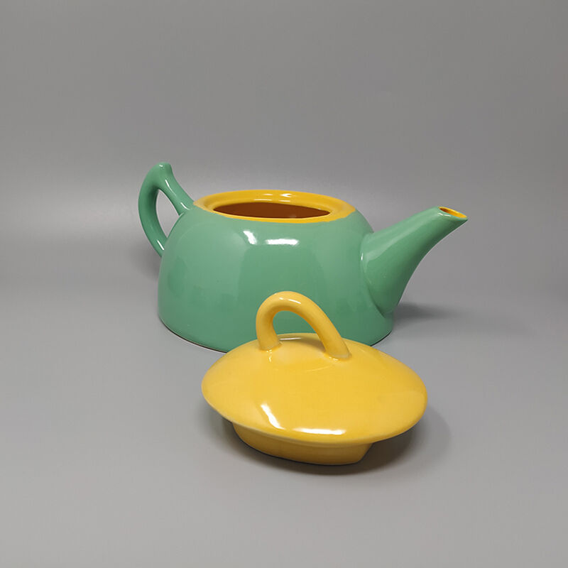 Green and yellow tea set/coffee set in ceramic by naj oleari, made in italy 1960