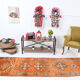 3x12 orange & beige long turkish vintage runner rug 387x87cm