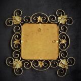 Square mirror with vine leaves and golden metal windings, 1960s
