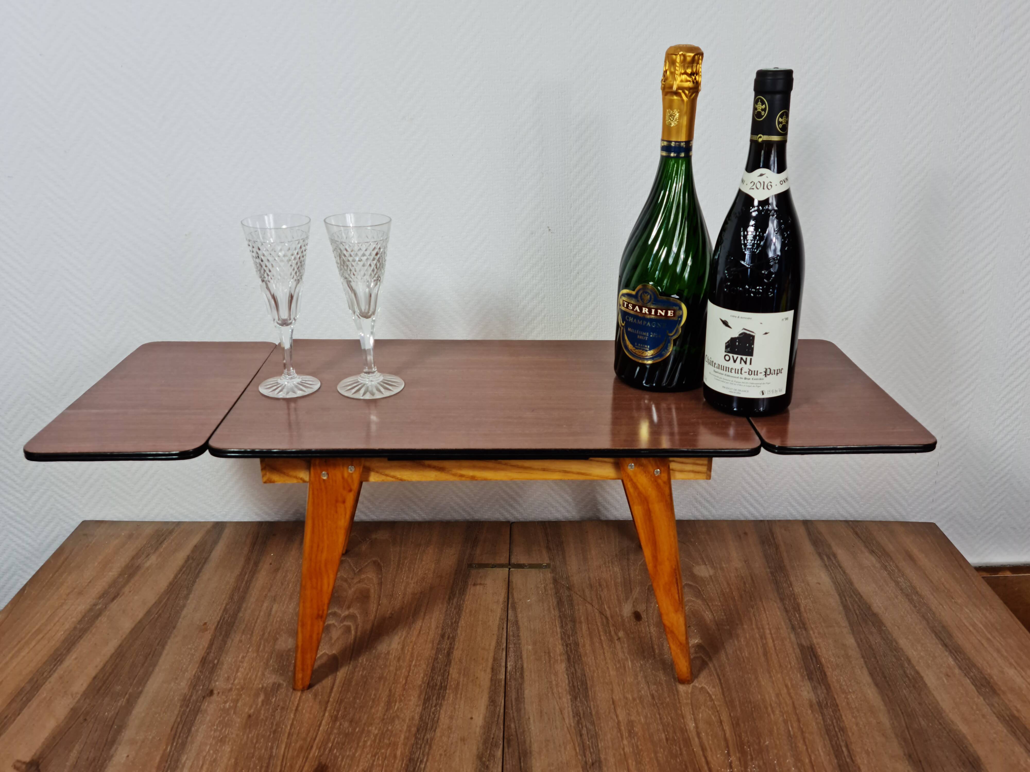 Mini table formica à rallonges vintage 60/70s Création Joulux 47x28x27 cm