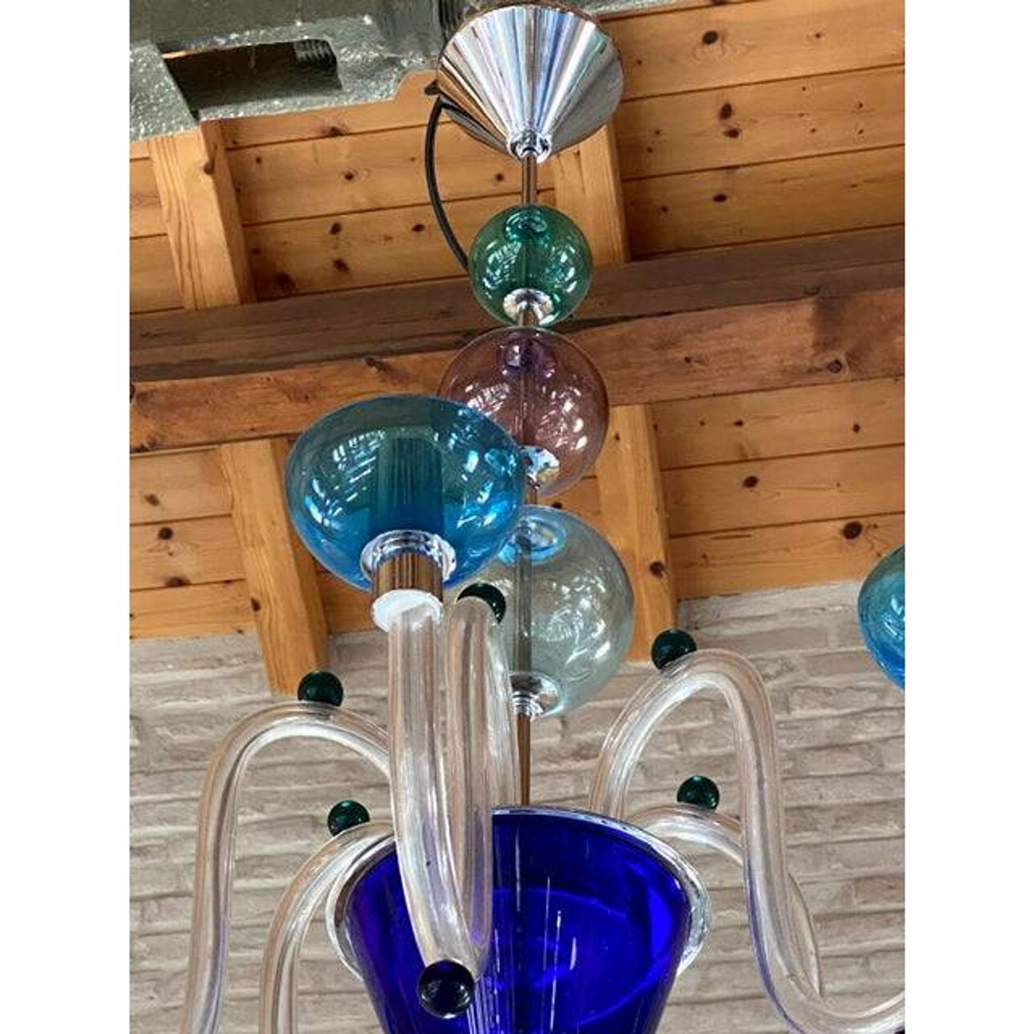 Lustre en verre de Murano multicolore vintage des années 1980